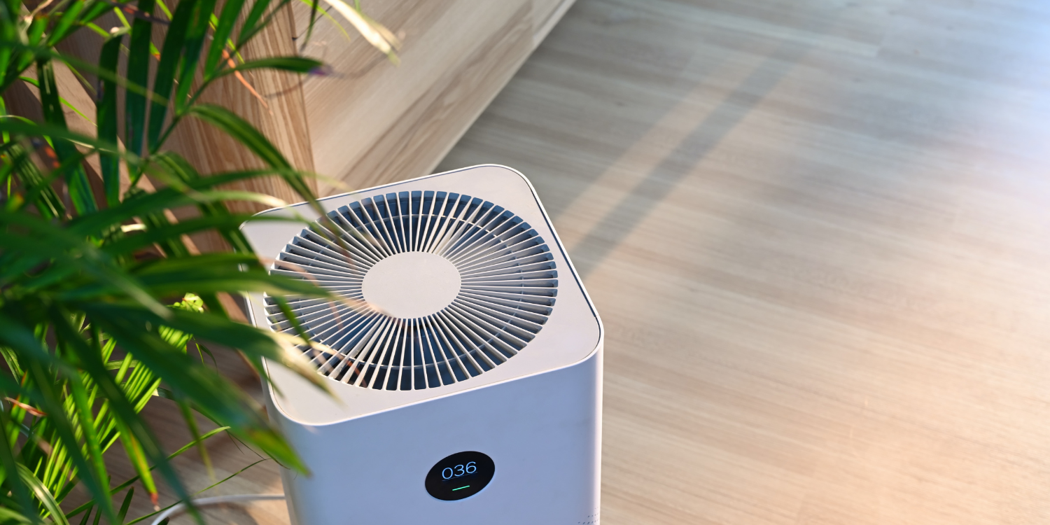 Air Purifier in room by plant - Understanding CADR: Why It's Crucial for Your Air Purifier Selection